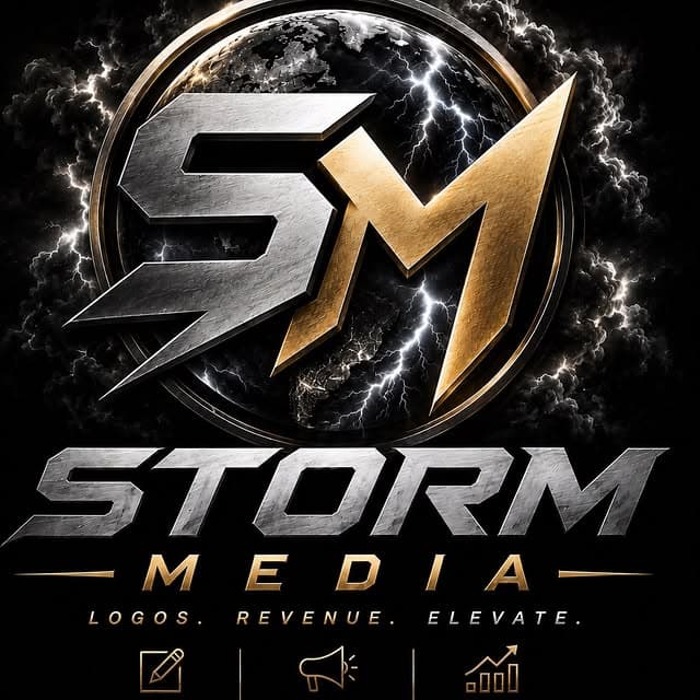 STORM MEDIA brand emblem — Logos. Revenue. Elevate.